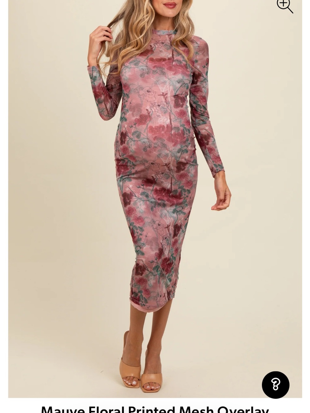 PinkBlush Maternity Mauve Floral Printed Mesh Overlay Maxi Dress